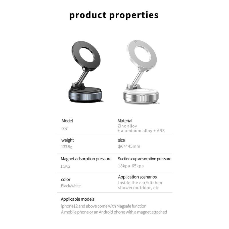 Windshield Magnetic Smartphone Mount Support Bracket with Vacuum Suction 360 Degree Rotatable for Navigation Video Calls