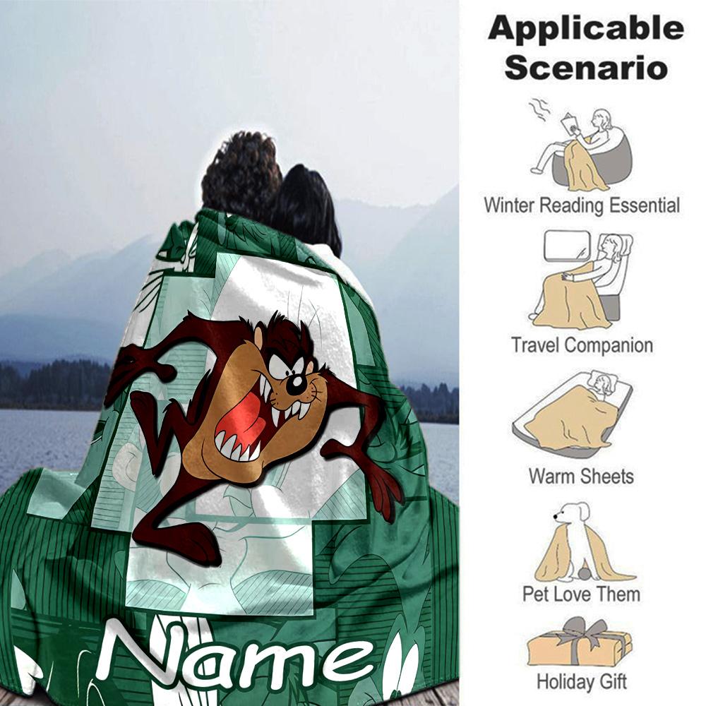 Customiz Name Personality Taz-Mania Blanket Soft &Warm Sofa Office Bed Travel Lunch Break Blanket, Gift Suitable All Seasons