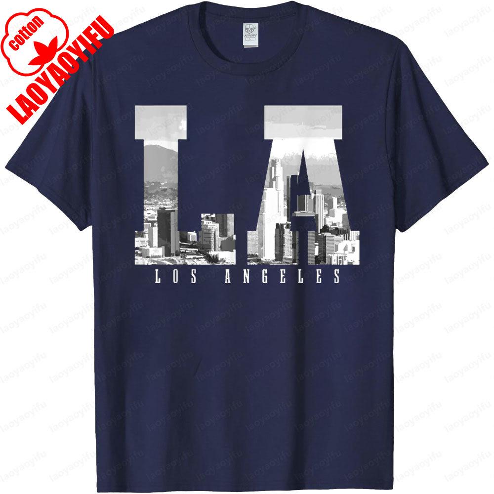 Los Angeles California LA Skyline Pride Black White Vintage TShirt Fashion Classic Tshirt Men Women Casual Summer Short Sleeve