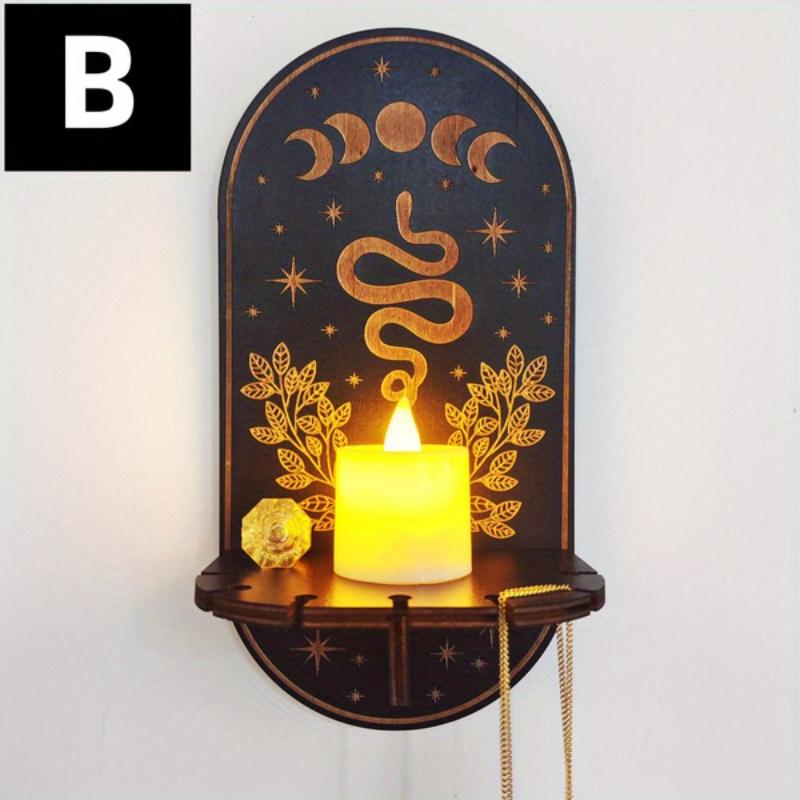 1pc Rustic Wooden Crystal Display Shelf, Vintage Style Wall Hanging Home Art Decor with Assorted Animal & Butterfly Designs for Candle Storage