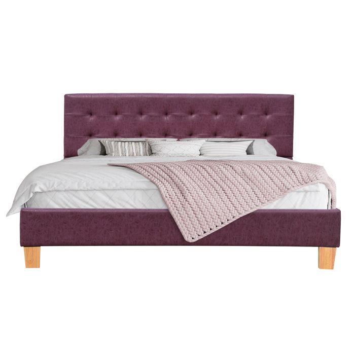 Solide et Confortable Lit avec Sommier Tte de Lit Capitonnee Couleur rouge160x200