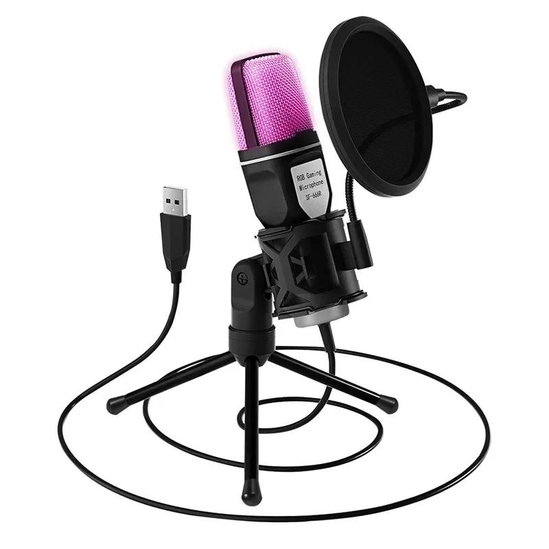 

USB Microphone Clear Full RGB Capacitive Gaming Esports Desktop Microphone Live Conferencing Podcast Recording Studio Computer чорний