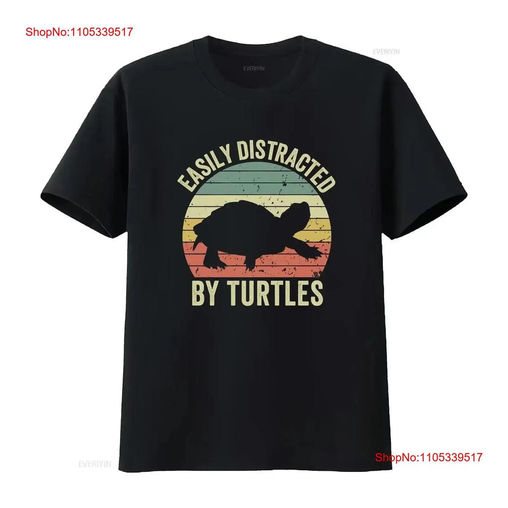 Turtle T Shirt Funny Lover Easily Distracted by Turtles Retro Vintage Washed Soft Comfortable V