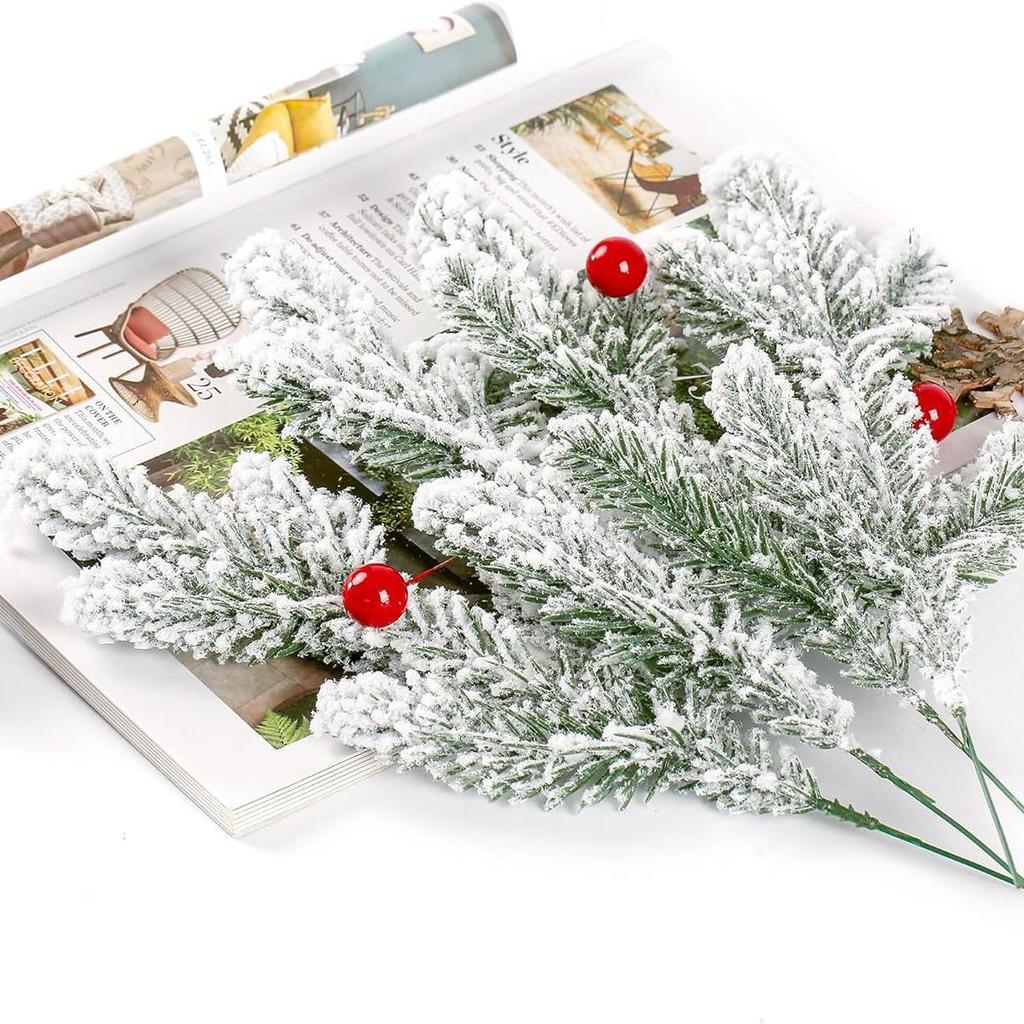 Flocked Pine & Cypress Ornament - 5 Heads for Christmas, Halloween, Easter, and Holiday Parties