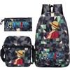 Peripheral Student Schoolbag Three-Piece Set, Youth Backpack, Shoulder Bag, Pencil Case