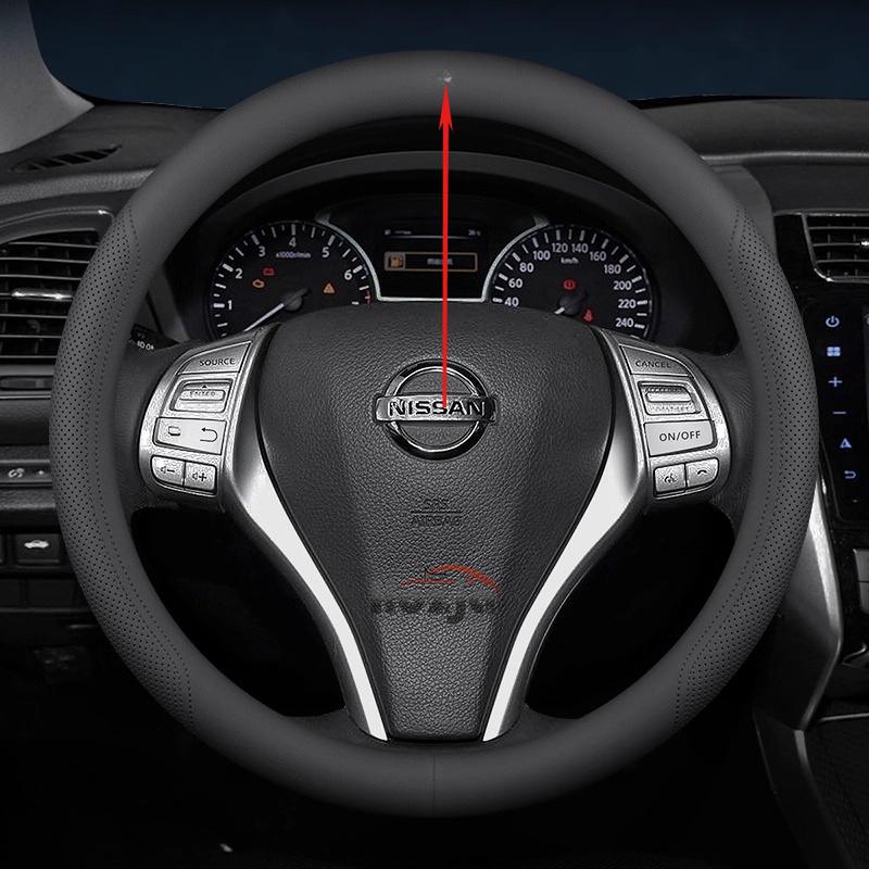 Leather Car Steering Wheel Cover for Nissan Patrol Tiida NP300 Frontier NV200 Navara Accessories