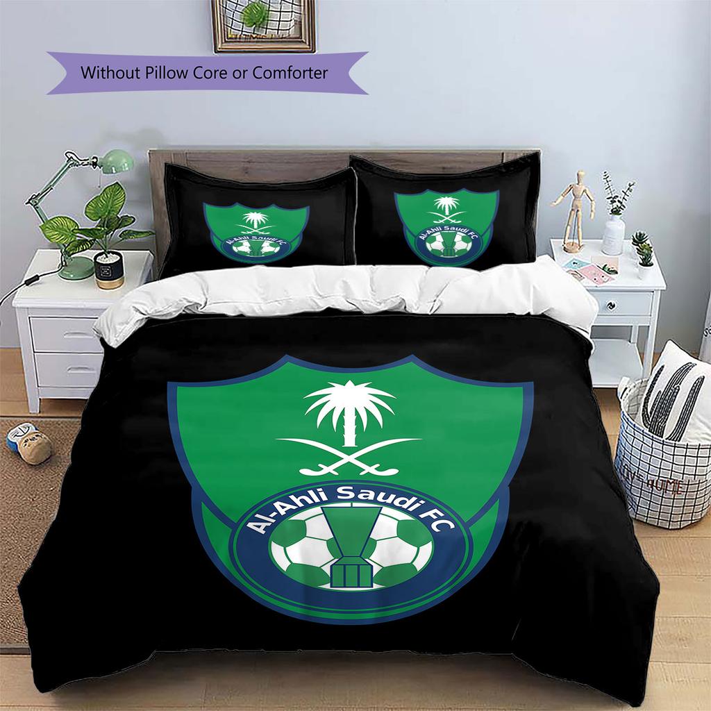 Al-Ahli Saudi FC Pattern Bedding,Quilt Set Quilt Cover Pillowcase Home Birthday Gift(1 * duvet cover + 2 * pillowcase, without core)