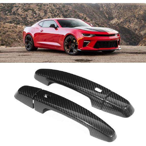 Aramox Door Handle Trim, 4pcs Outside Carbon Fiber Side Door Handle Trim Cover Fit for 2017-2018