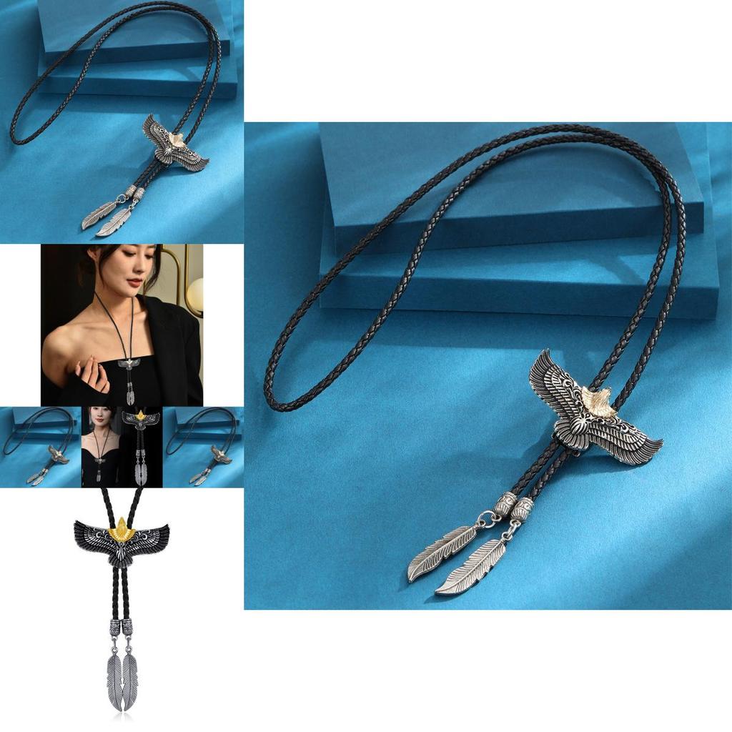 Trendy Western Bolo Tie With Gold Plated Eagle Pendant Ideal For Cowboy And Cowgirl Outfits