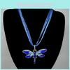 Timeless Dragonfly Pendant Necklace Sweater Chain In Vibrant Colors