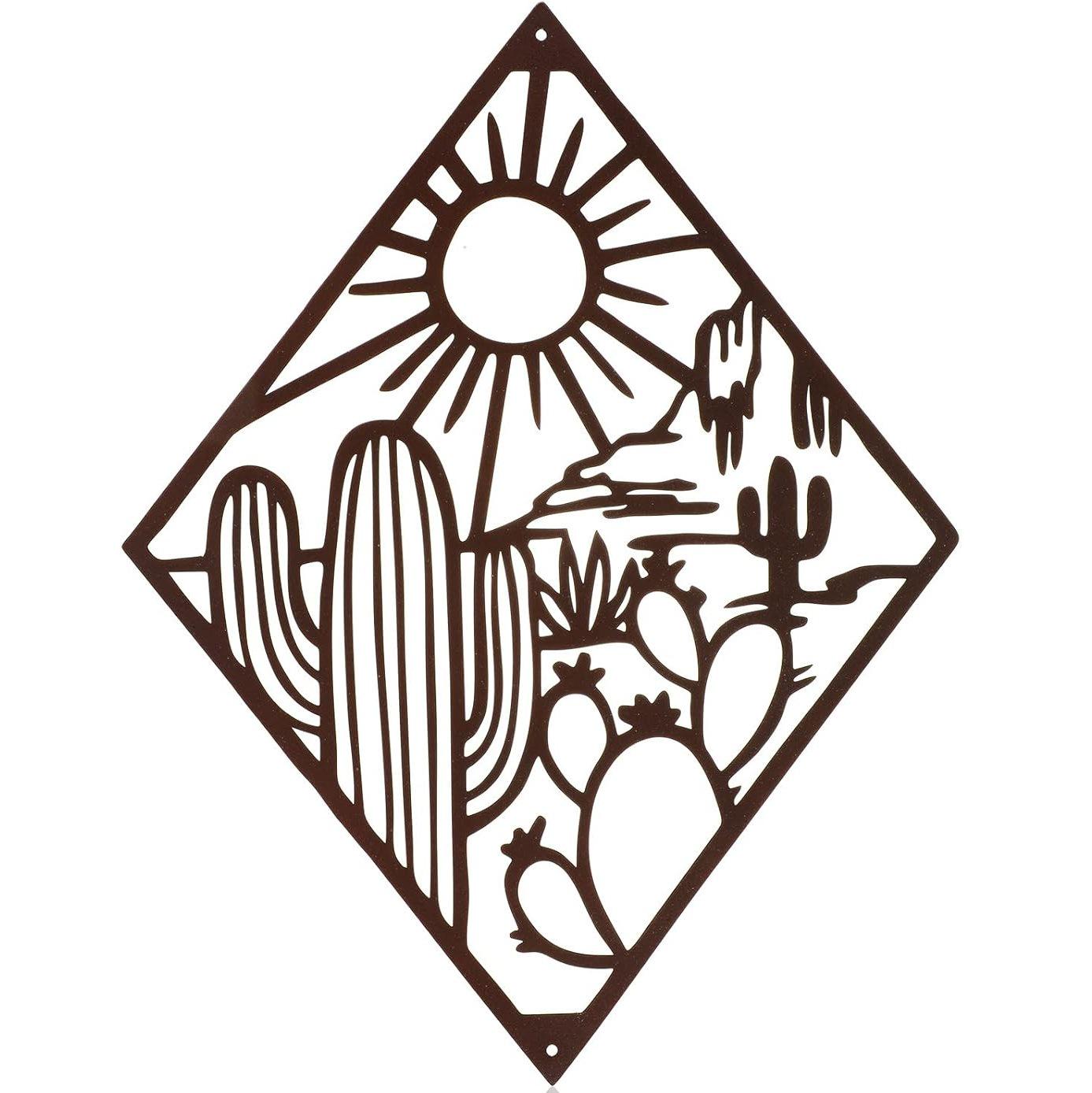 Cactus Scene Wrought Iron Wall Art