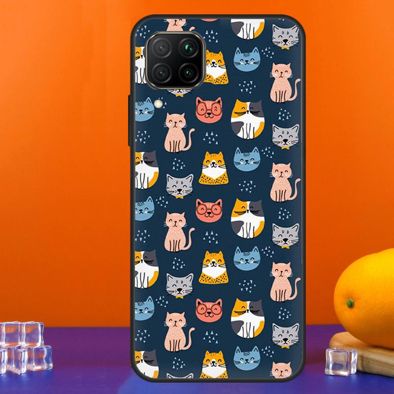 Cute Cat Pattern Kitten For Huawei Nova 7i 8i 11i 12i 12s 9 10 SE Y91 Y90 Y60 Y70 Y72 Y61 P30 P40 Lite P60 Pro Case