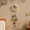 Natural Log Beads Hanging Ornament Vintage Metal Wind Chimes with Bells And Wishing Bottle, Rustic Witch Small for Windows Wood Ring, Bohemian