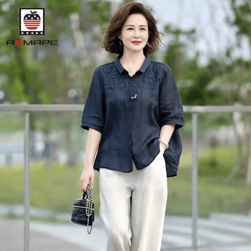 AEMAPE Women s Elegant Ramie Two-Piece Set
