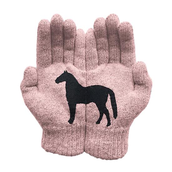 

Перчатки с принтом черной лошади, теплые вязаные перчатки в рубчик, забавные перчатки с лошадью, зимние перчатки, подарок для мужчин, женщин, для вождения, ежедневных дел розовый