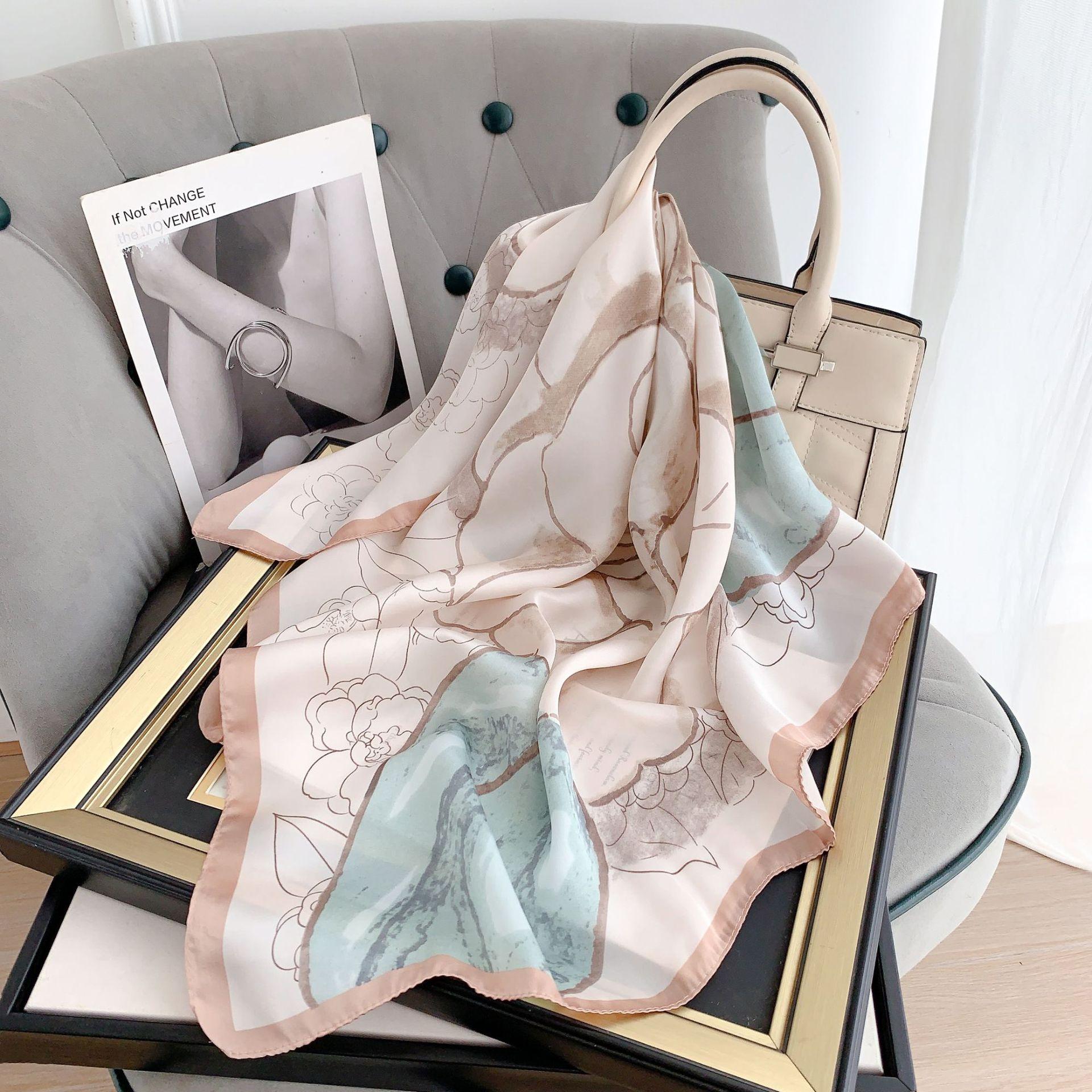 

Zhongshan Camellia Small Square Scarf Silk Scarf Women s Autumn Fashion Versatile Neck Protection Scarf Thin Temperament Scarf 70*70cm