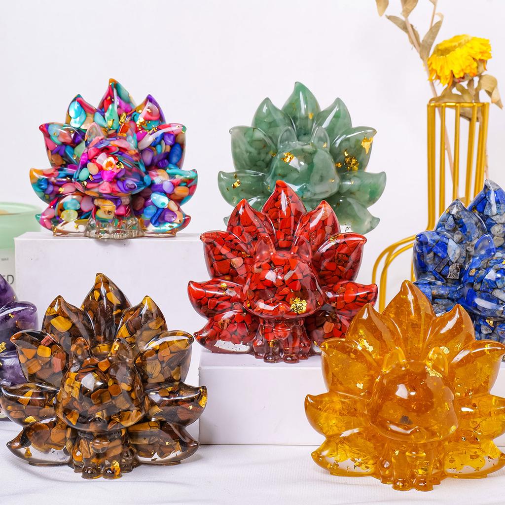Crystal Macadam Gumming Resin Nine Tailed Fox Loveliness Animal Household Supplies Aquarium Decoration