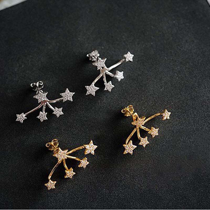 2026 New Luxury Crystal Zircon Star Stud Earrings for Women Exquisite Metal Pentagram Charms Earrings Fashion Engagement Jewelry