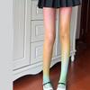 Sexy Regenbogen-Farbverlauf Bunt Fischernetz Strumpfhose für Damen Süßigkeiten-Farbe Hohl Spitze Jacquard Strumpfhose JK Strümpfe Leggings