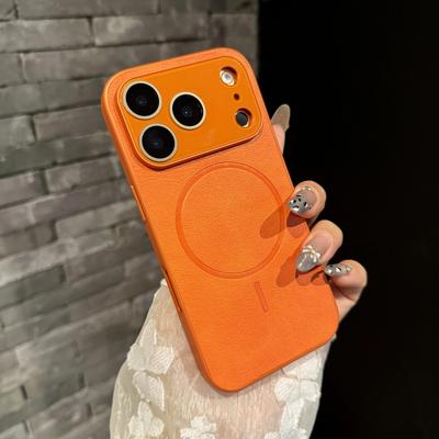 Sekundy se mění na 17Pro Max Magnetický pouzdro z lychee kůže pro IPhone Air 16 Plus 15 14 13 Bezdrátové nabíjení Kryt chrániče objektivu
