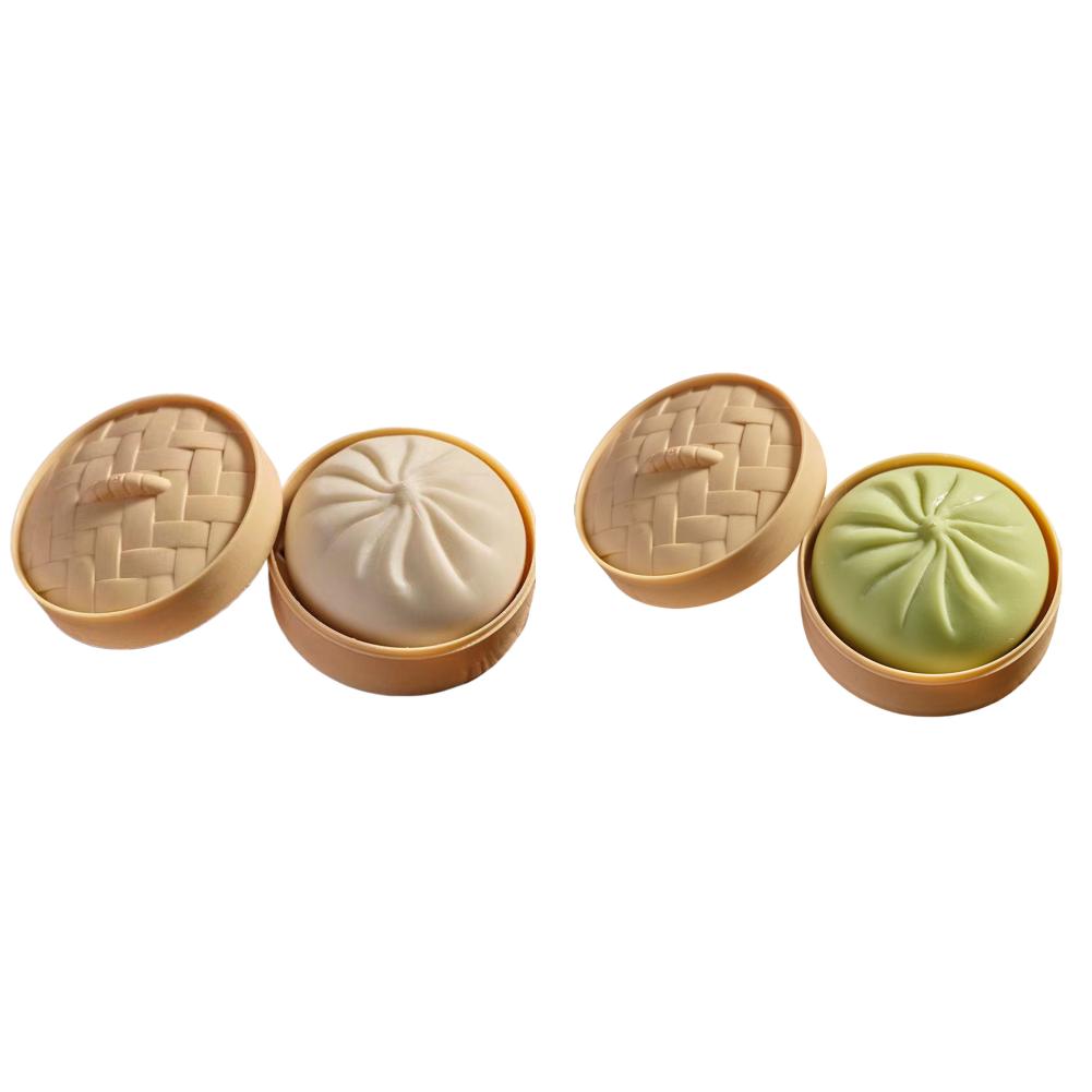 Colorful Bun Bao Squeeze Dough Ball Creative Fake Stress Balls with Food Steamer Stress Relief Sensory Hand Toy For Kids Gifts