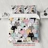 3pcs Cat Pattern Bedding Sets 3D Printed Cute Cartoon Cat Dormitory Twin Size For Students Duvet Cover Sets With 2Pillowcases