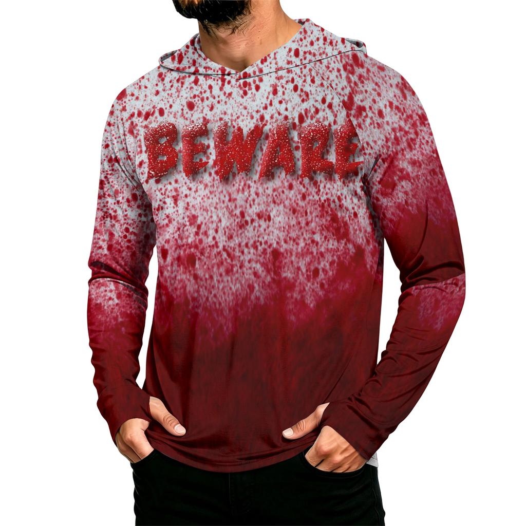 Men's Long Sleeve Hoodie with Sun Halloween Print Pullover