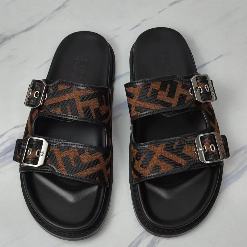 Mens Genuine Leather T-Strap Flat Slipper With Dual Buckles Non-Slip Rubber Sole Water Resistant Comfortable Daily Casual