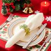 Household Napkin Holder 6Pcs Rings, Elastic Design for Light And Thick Ring Napkins, Imitation Holly Leaf Accessory Weddings Parties Home Use