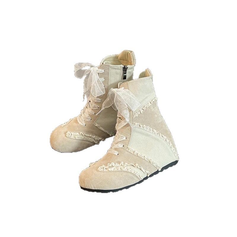 Academy style lace casual German training boots women's 2025 autumn new fashion versatile skirt Martin boots women