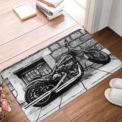 Vintage Street Motorcycle Decor Doormat Non-Slip Entrance Kitchen Bath Floor Door Mat  Garden Carpet Rug