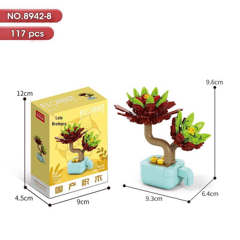Succulent Bonsai Building Block Flowers - Compatible with Lego, Small Particle Assembly Toys for Girls