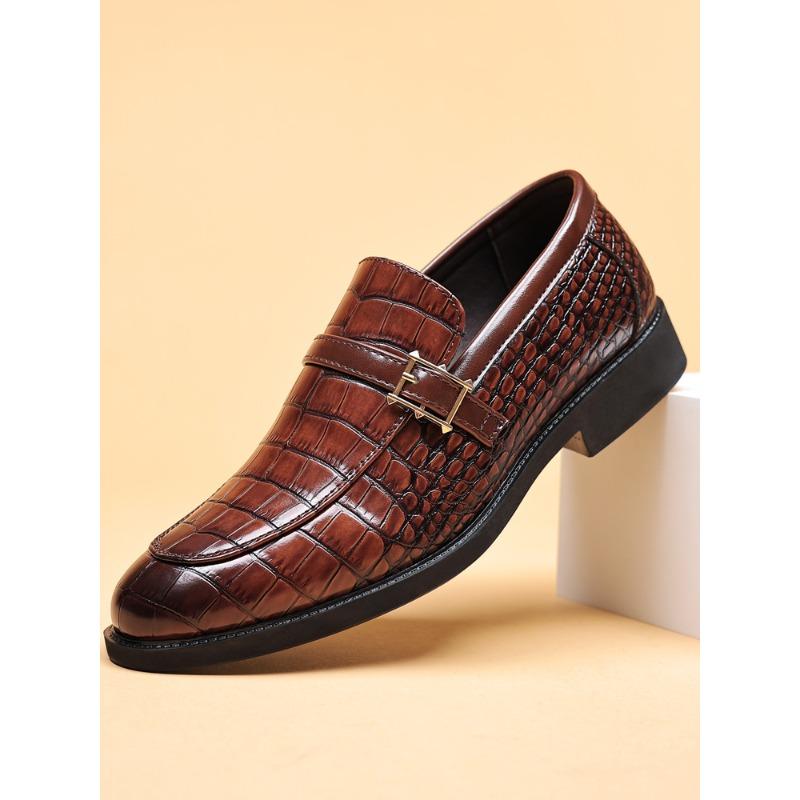 Leather Shoes Men's Business Dress Casual Shoes Crocodile Pattern Men's Pedal British Pointed Casual Large Size Shoes