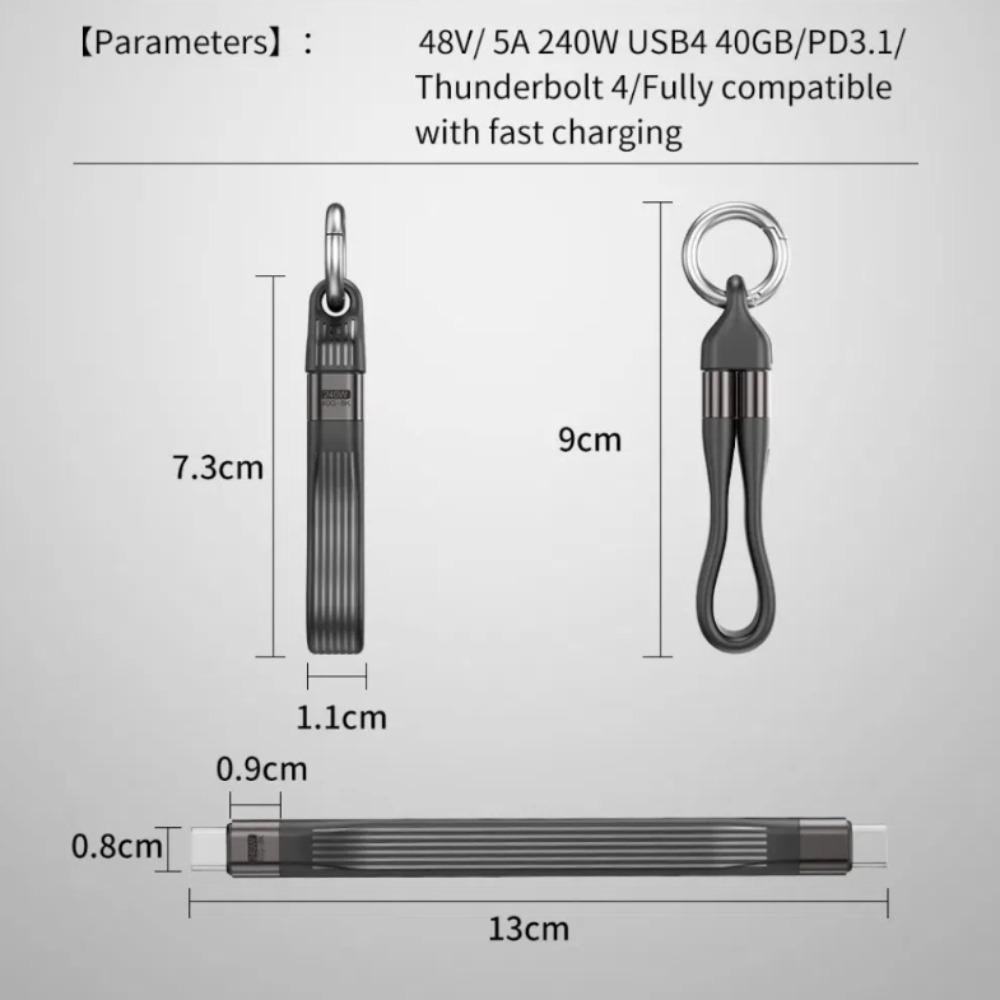 40 Gbit/s USB Schlüsselanhänger Schnellladekabel Schlüsselanhänger für iPhone 15/MacBook/Samsung/Xiaomi 8K@60Hz
