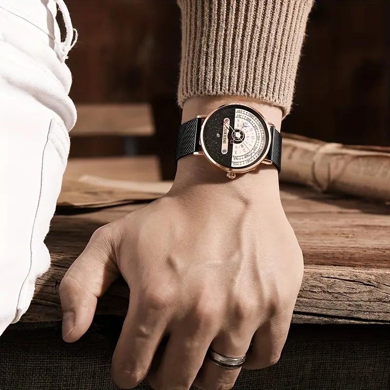 Luxury Men Business Watches Fashion Mesh Band Calendar Quartz Wristwatches For Mens Clock Reloj Hombre