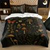 3Pcs Autumn Forest Plants Fungus Print Duvet Cover Set, Soft Comfortable Machine Washable Bedding with Pillowcases, All Season