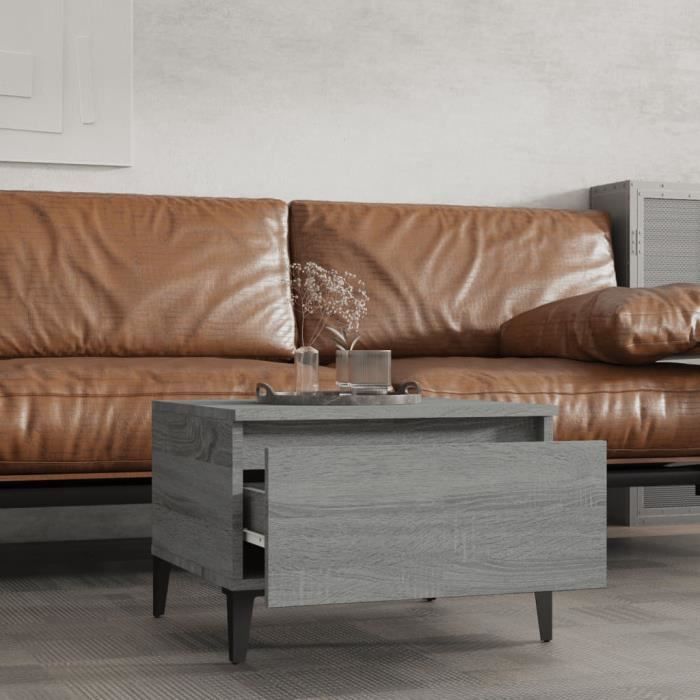 819528 vidaXL Table d'appoint Sonoma gris 50x46x35 cm Bois d'ingénierie