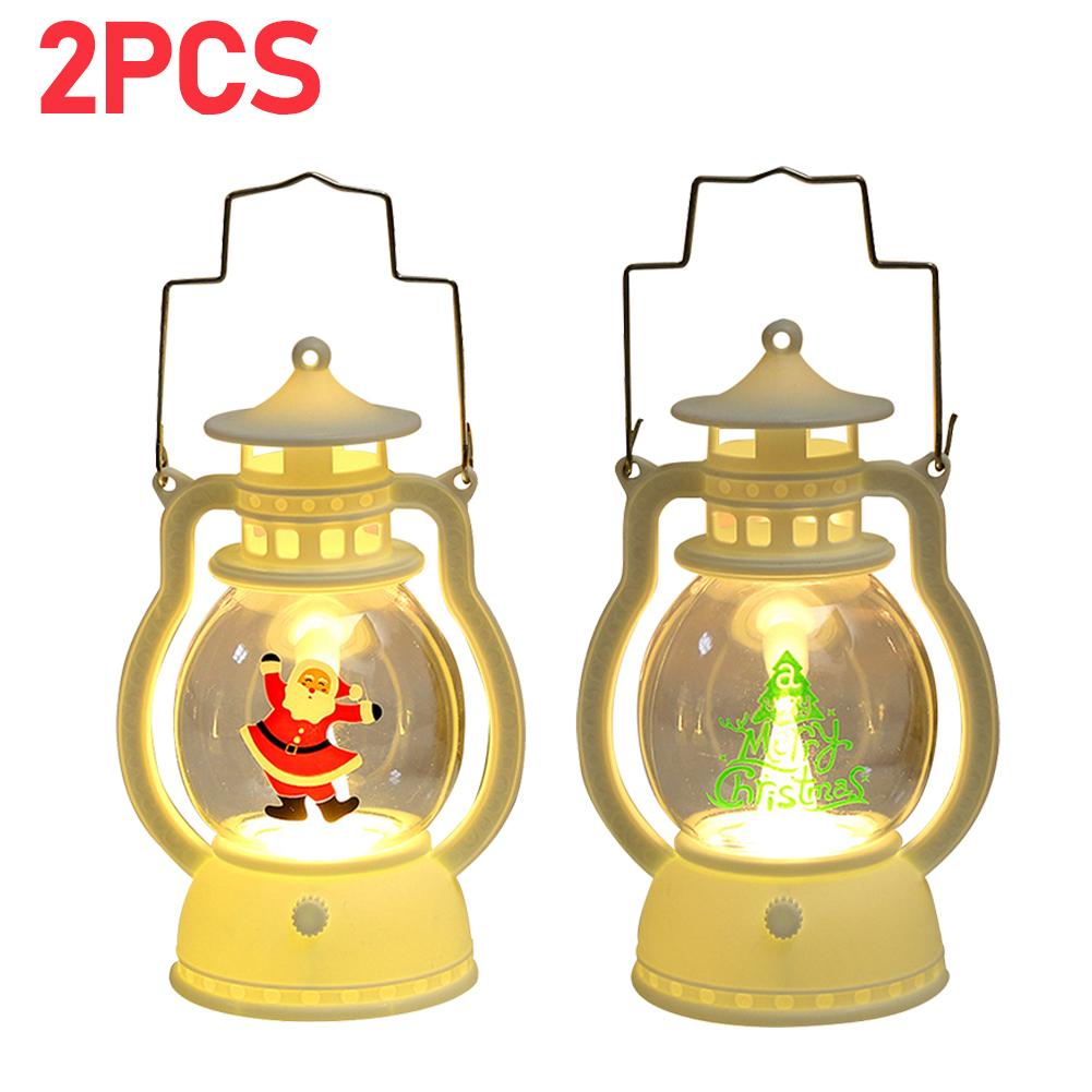 Christmas Portable Lantern Battery Operated Santa Claus Snowman Oil Lamp with Handle Xmas New Year Gifts for Table Decoration