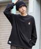 WEGO VISION Bear Long Sleeve Size Gift Men's Custom-Made One-Point T-Shirt, M, Black, Streetwear, Fall/Winter Clothing,