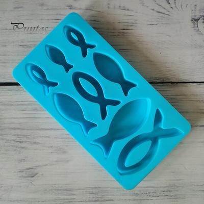 Forma de Gelo Antiaderente Flexível 8 Cavidades Formato Animal Peixe Molde de Chocolate Ferramenta de Assar