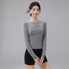 Women's Quick-Dry Long Sleeve Round Neck Training Top for Yoga and Running