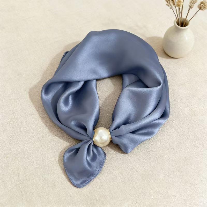 Thin Pearl Necklace with Magnetic Clasp, Lazy-style Silk Scarf, Women's Pendant Scarf, Collarbone Chain