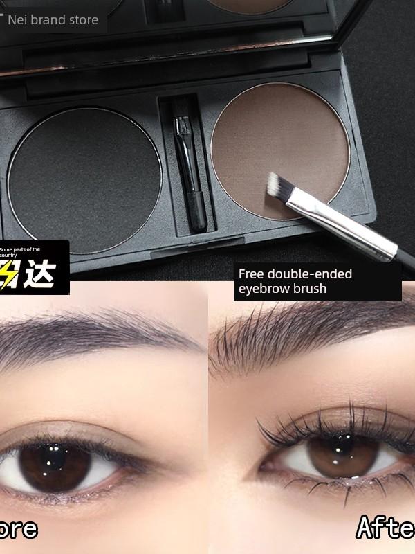 Suetnei Mulberry Moon Two-Color Eyebrow Powder Nature Black Monochrome Gray Brown Sweatproof and Waterproof Non-Decolorizing Genuine Goods Black Brown