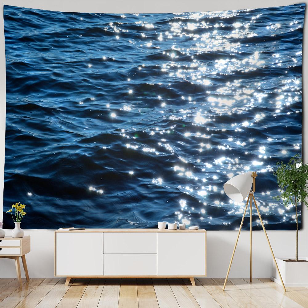 Sparkling Sea Tapestry Landscape Wall Hanging Cloth Bedroom Wall Decoration Room Decoration Outdoor Picnic Mat Beach Sheets