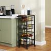 Four Basket Mobile Kitchen Island, with Brakes - Oak/Black