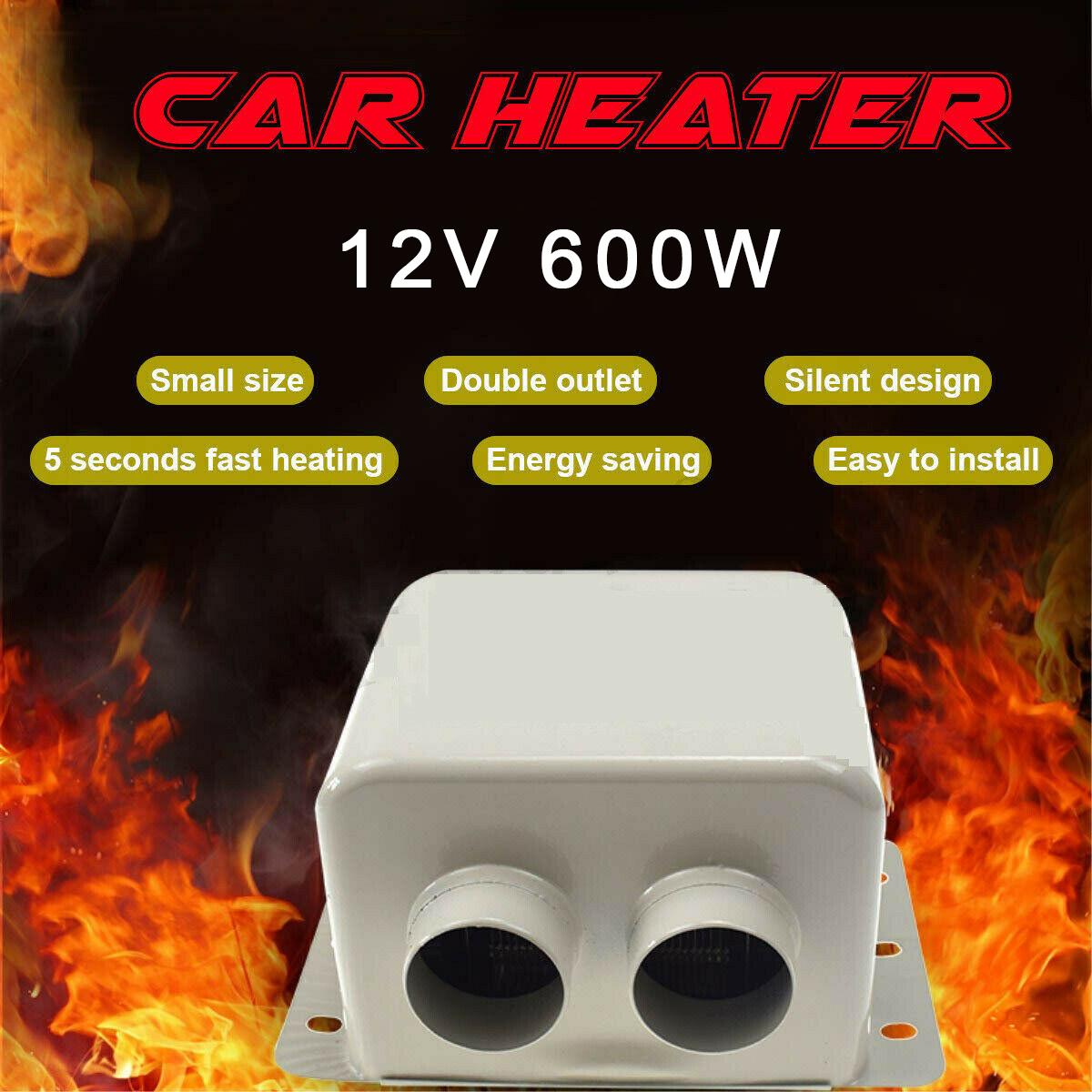 12V/24V 800W/600W Portable Car Heater Kit High Power Double Outlet Fast Heating Defrosting for Automobile Windscreen Winter 12V 600W