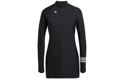 Women's Standard 3 Stripes Long Sleeve Swim Top Black GP9521