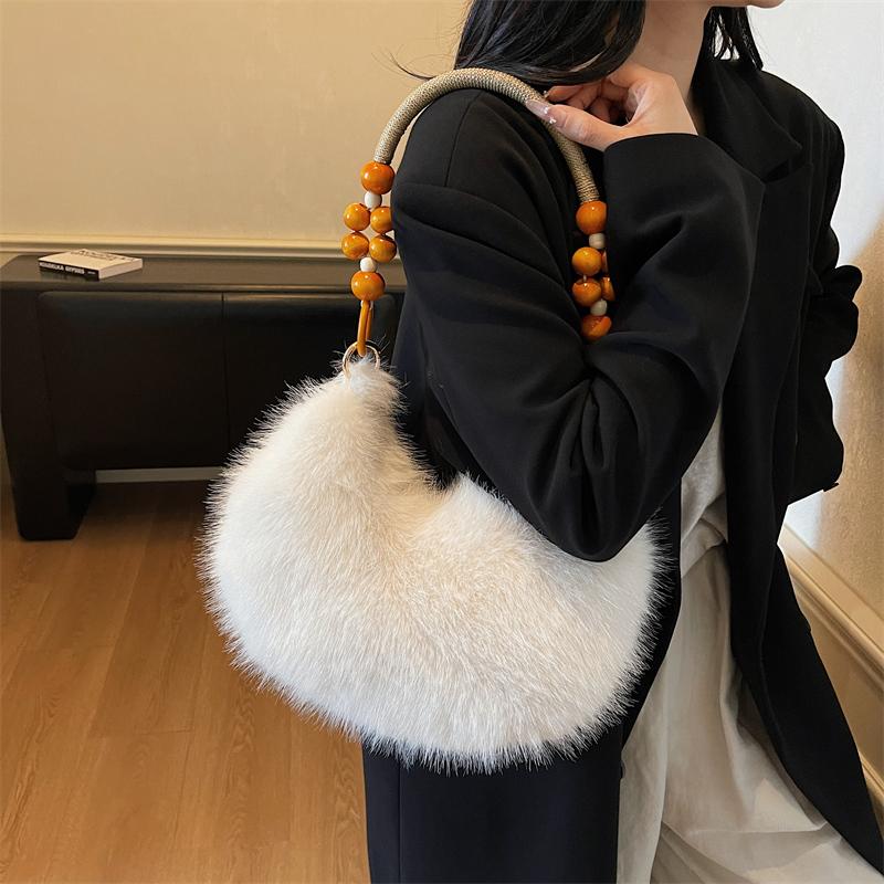 Autumn Winter Women's Plush Handbag Shoulder Underarm Bag