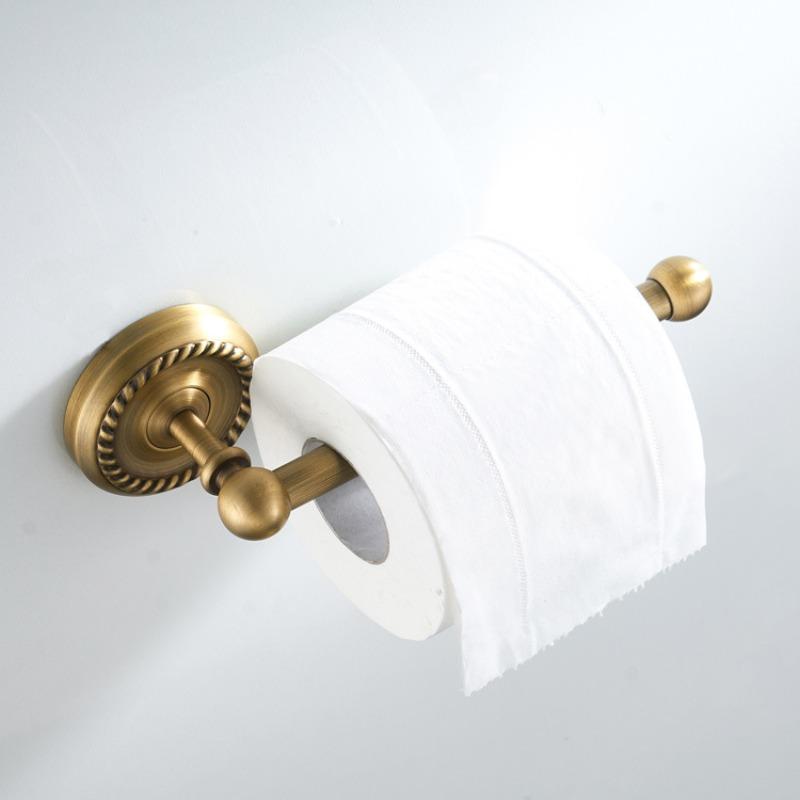Antique Brass Toilet Paper Holder Bathroom Wall Mounted Retro Gold Exquisite Pattern Carved Bathroom Accessories Creative