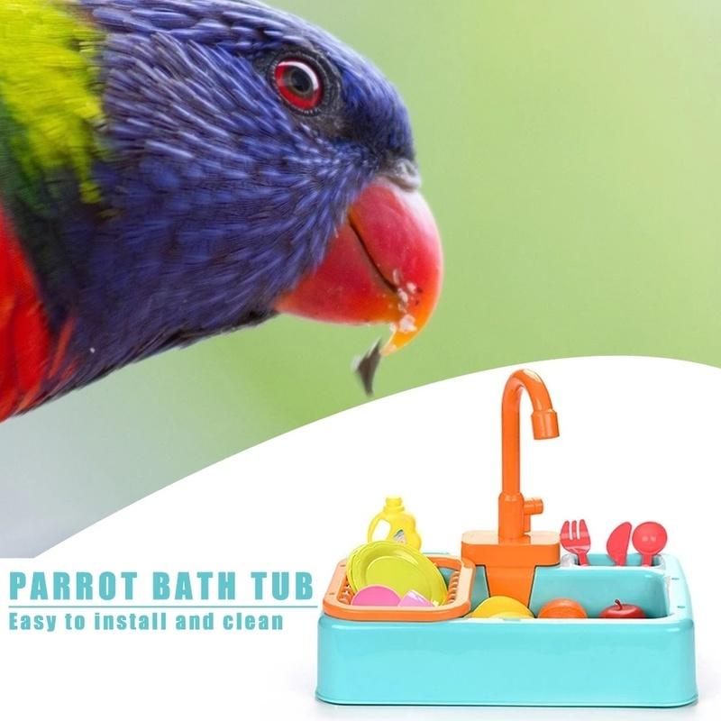 Automatic Parrot Bird Feeder Circulating Water Bathtub Drinking Fountain Faucet Parrot Toy Parrot Shower Drinking Fountain